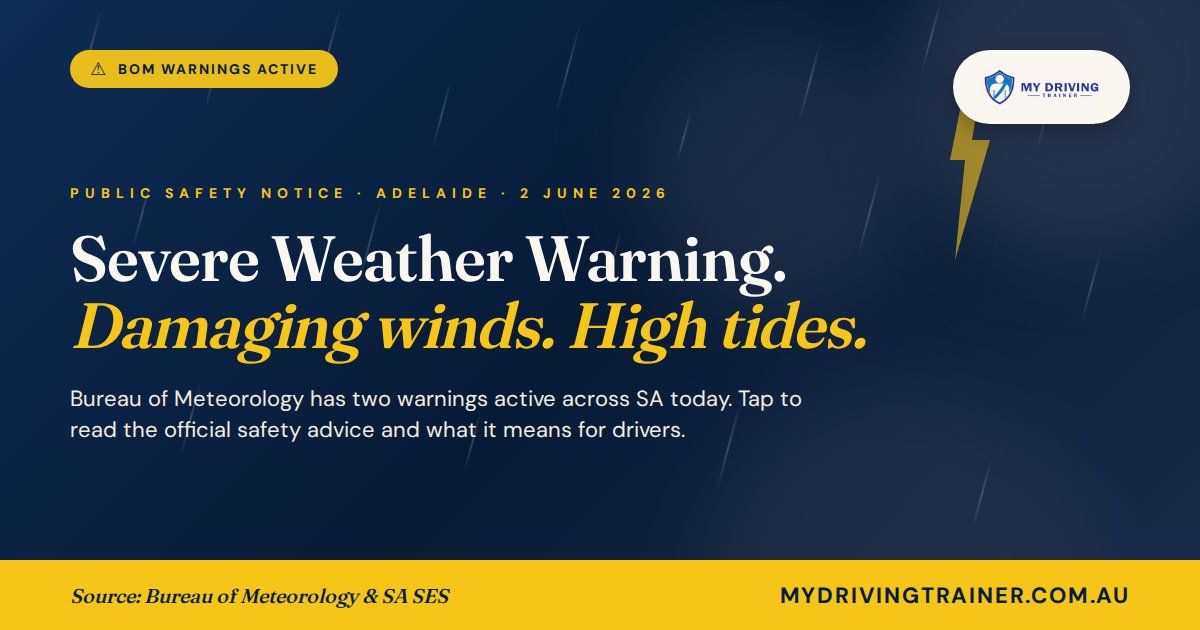 Severe weather warning across Adelaide, damaging winds and high tides